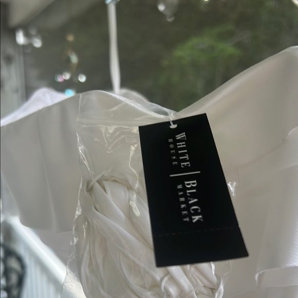 White House Black Market Bandaged Strapless Satin Dress - Picture 3 of 5